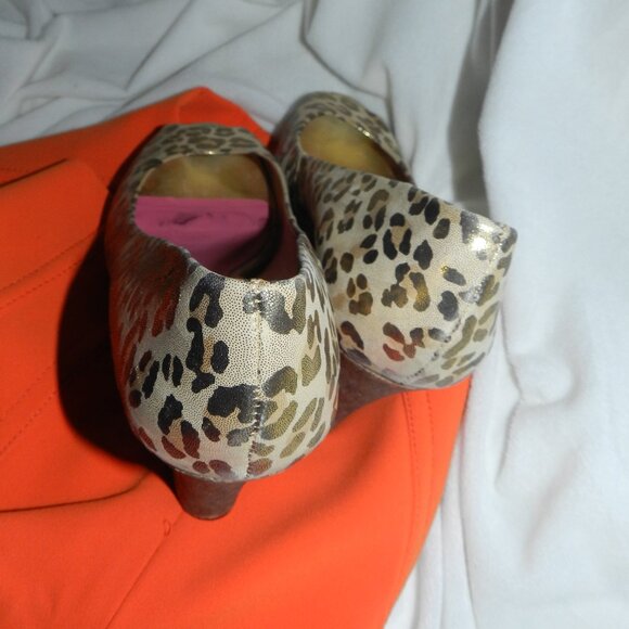 LILY PULITZER GOLD METALLIC LEOPARD WEDGE PEEP TOE 📦🏃💨⚡🚚 - Picture 11 of 16